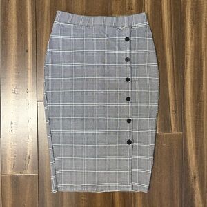 Sz S Bodycon High Rise Checkered Plaid Mini Skirt Elastic Waist Button Down Y2K